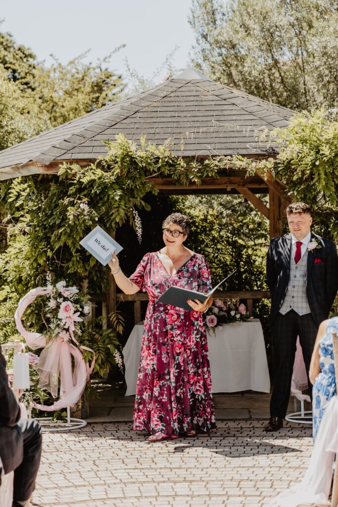 Amanda officiating for Gabriella and Steven at Field Place